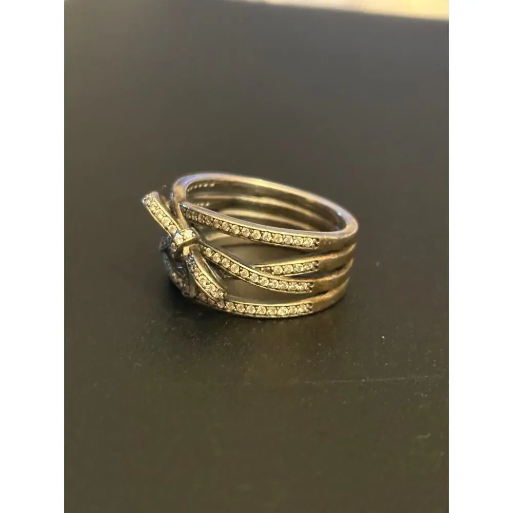 Pandora Bow Ring Sterling Silver 925 ALE Size 7.5 EU 56 - Picture 4 of 7